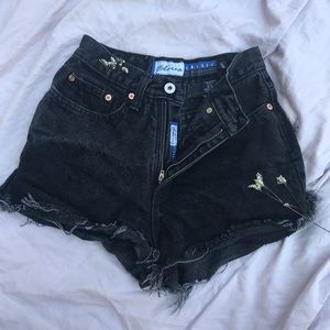 Vintage ripped black denim shorts from Express